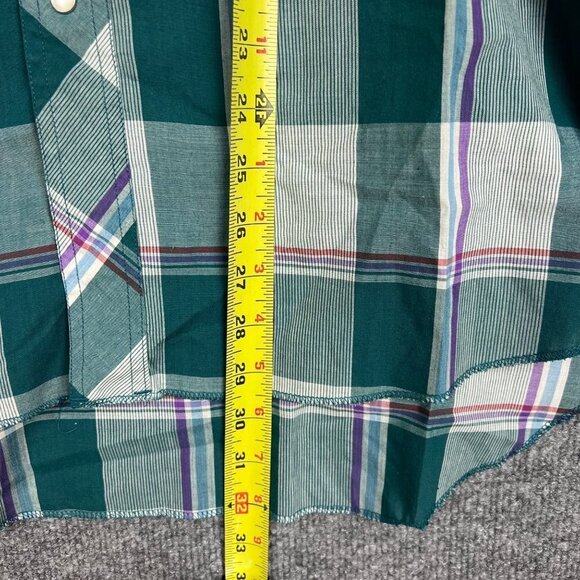 Wrangler Cut Regular Fit X-Long Tails Mens 16x34 Pearl Snap Western Shirt - Picture 7 of 8